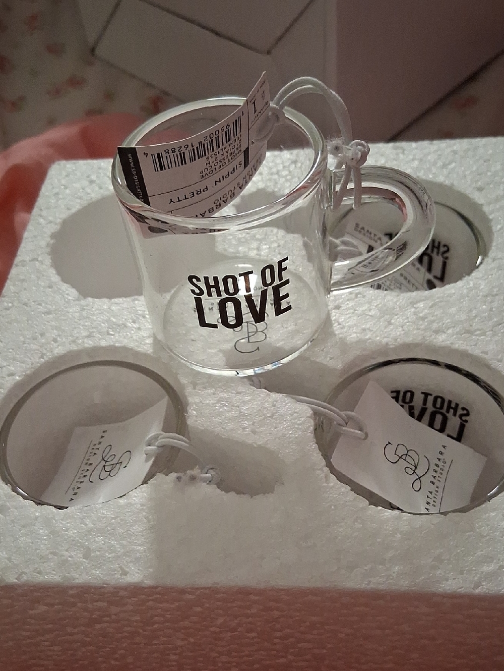 Shot of Love Clear Glass Expresso Cups 2x2 Nwt Set Of 4